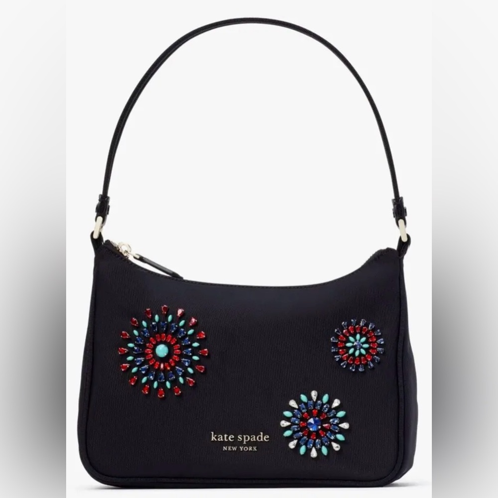 Kate Spade Sam Fireworks Embellished Small Shoulder Bag Nylon Purse NEW $278